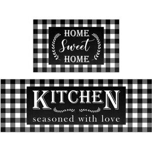 Buffalo Plaid Kitchen Mat Set of 2 Non Slip Thick Kitchen Rugs and Mats